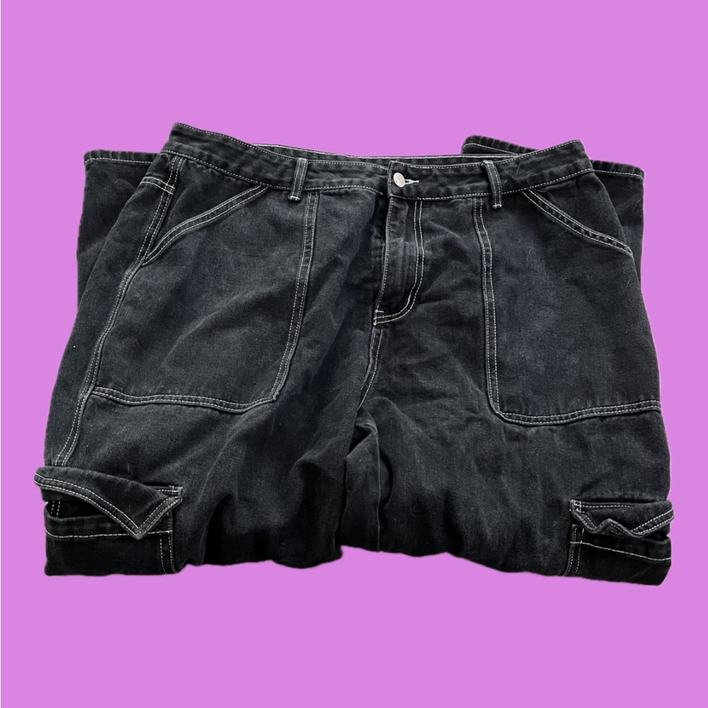 Plus size black and white cargo pants